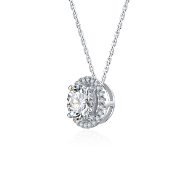 Vintage Luxury 925 Sterling Silver Moissanite Diamond Pendant Women Engagement Large Diamond Wedding Party Necklace